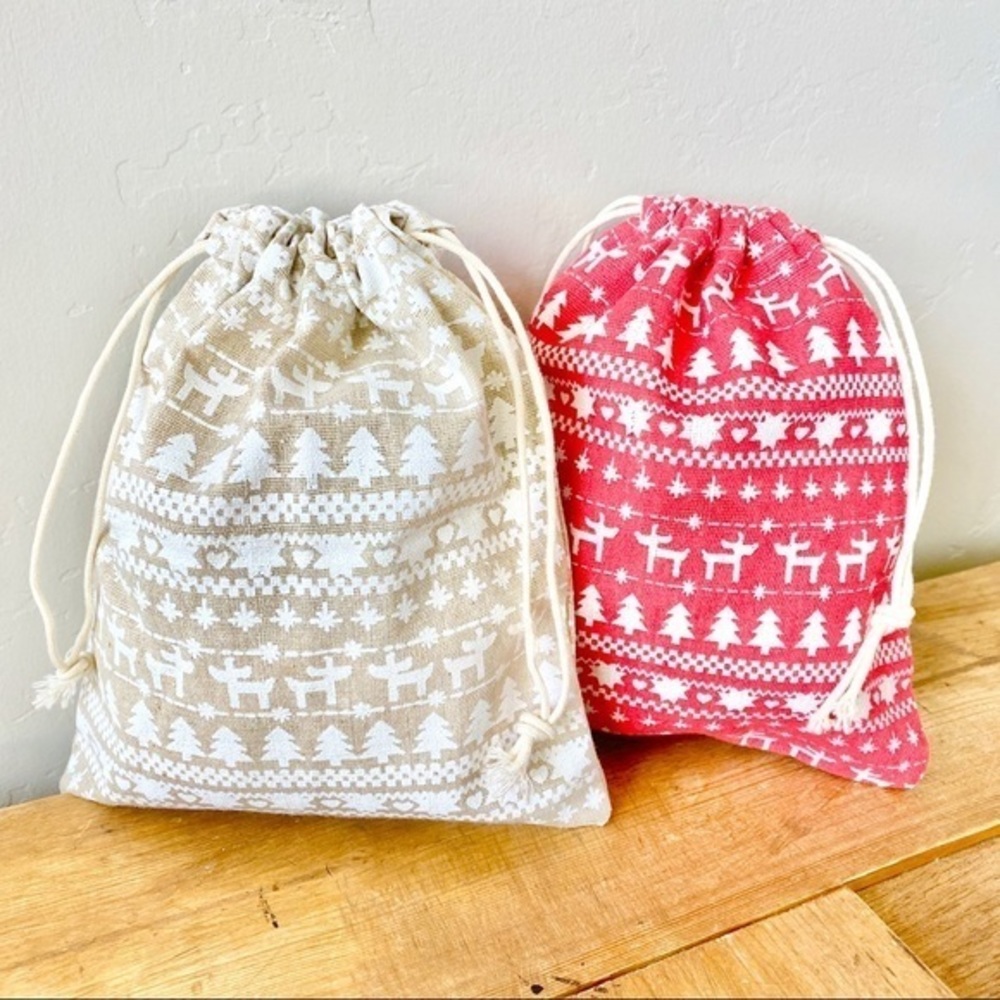 Christmas Drawstring Bags- 10 Pack